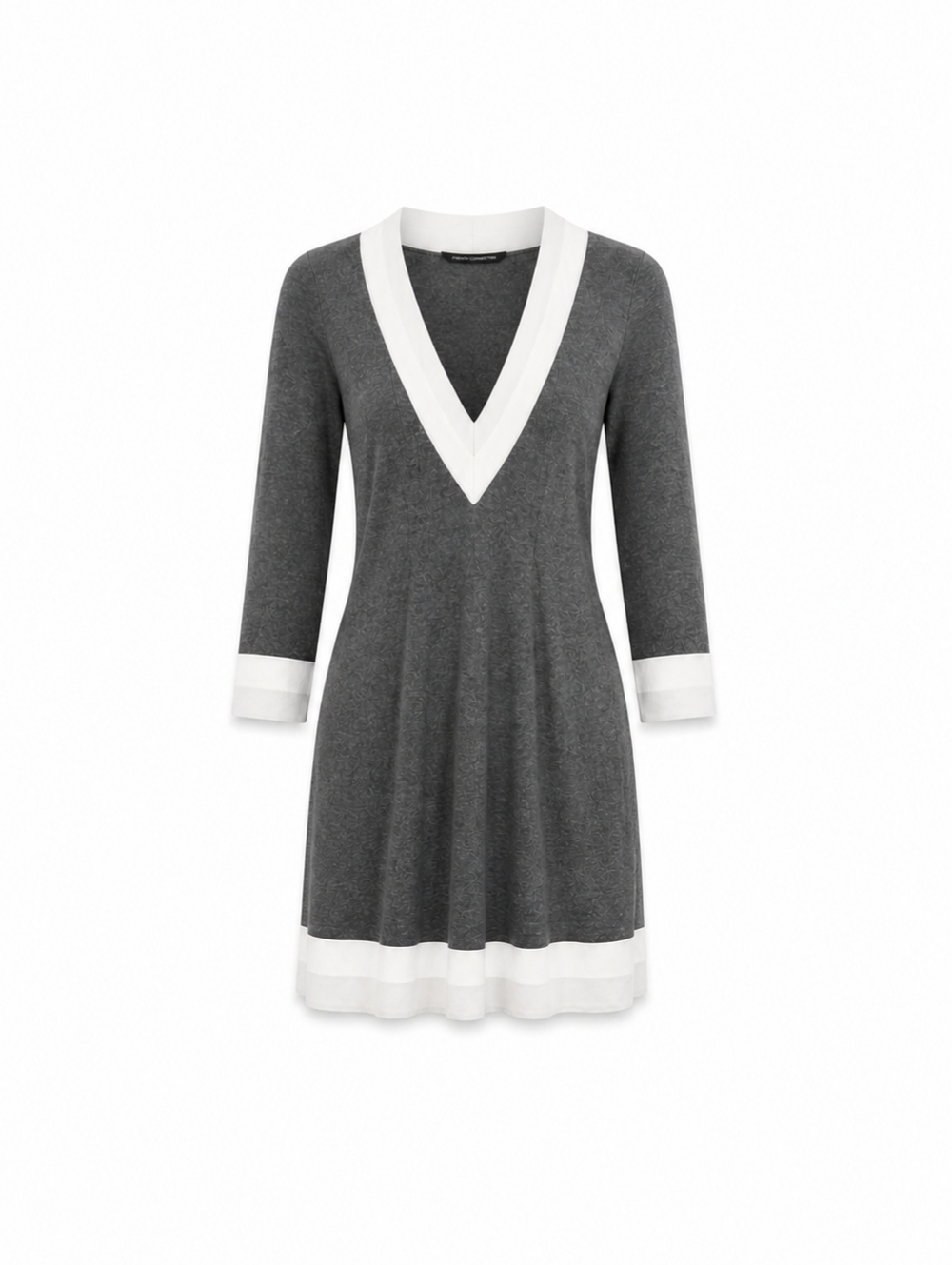 Felicity & Coco Cashmere blend colorblock Sweater Dress Gray White V-Neck Medium